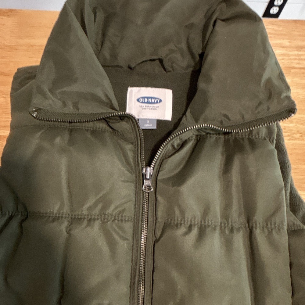 Old Navy Women's Green Puffer Vest Full Zip Lined Pockets Size S